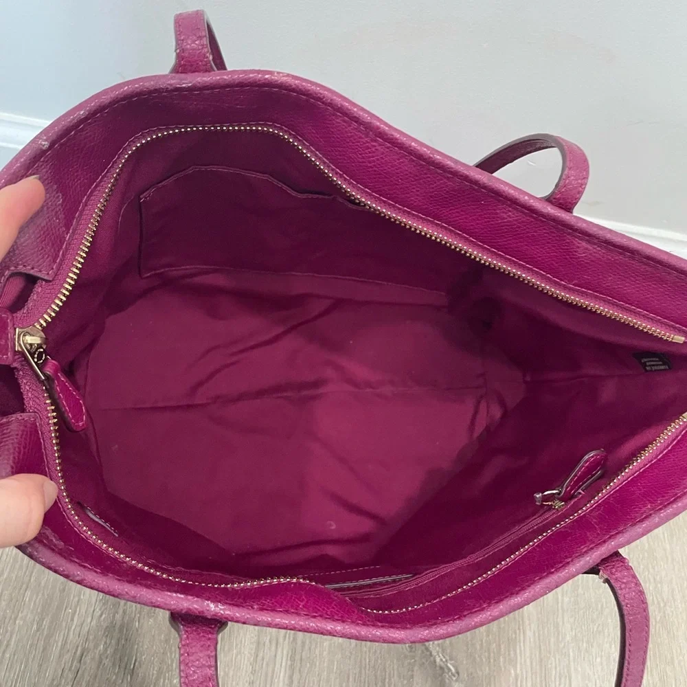 COACH✨Dahlia Purple & Gold Cross Grain Leather City Zip Tote & Wallet - Picture 6 of 16